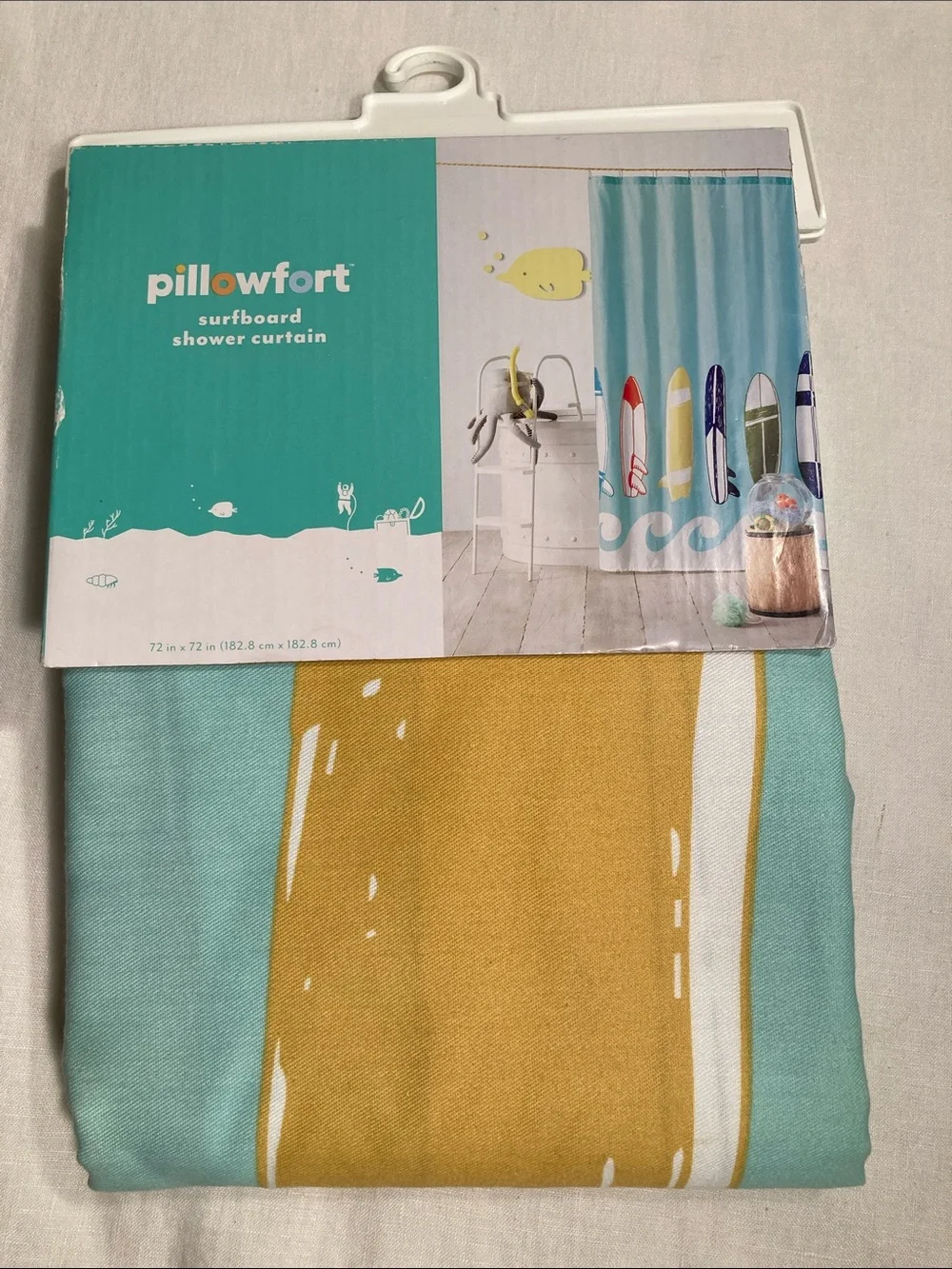 Pillowfort Turquoise Surfboard Shower Curtain new in package
